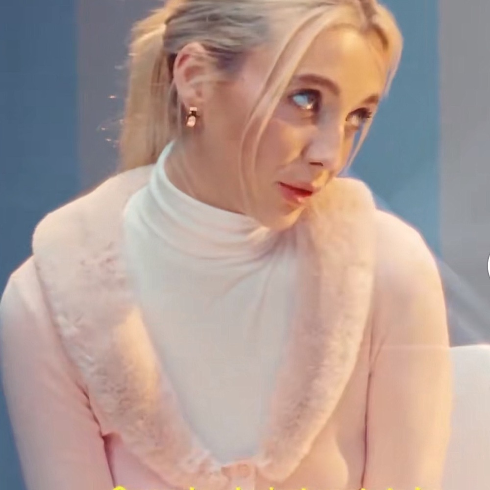 Aritzia Soft Pink Sweater with Faux Fur Trim